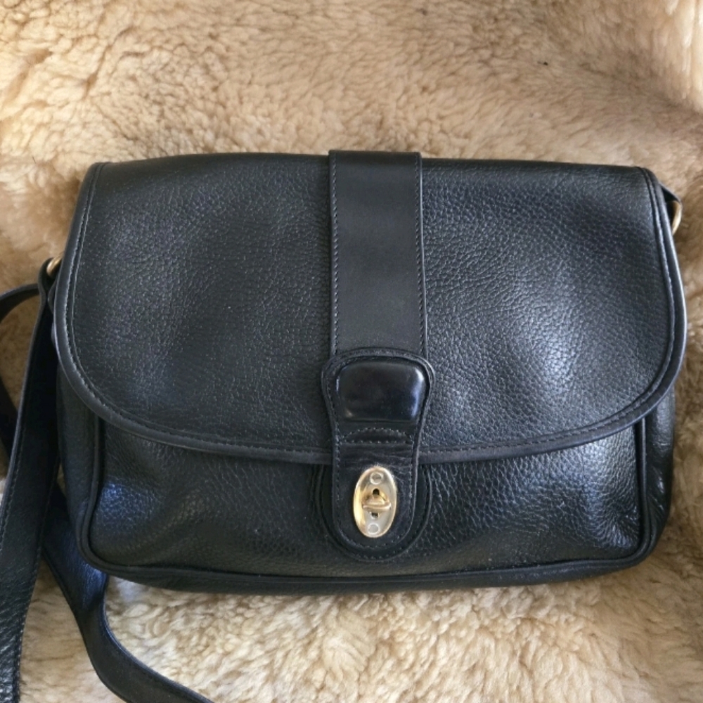 Vintage Coach Sheridan Glenwood Shoulder Bag Black On Black